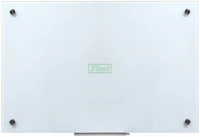Flexi 60cm x 90cm x 4mm Thick Magnetic Glass Whiteboard (Tempered Glass) with Accessories - w/Acc - 4x X2201 markers and a ER402M Eraser