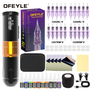 OFEYLE Tattoo Pen Set - Tattoo Machine with 20 Tattoo Cartridges Adjustable Tattoo Pen with Digital LED Display and Tattoo Accessories