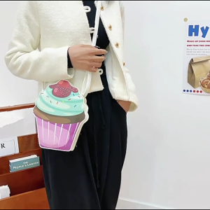 Girls Cupcake Bag Mini Shoulder Bag Handbags PU Leather Purse Cupcake Box Cupcake Crossbody Bag for Women Girl