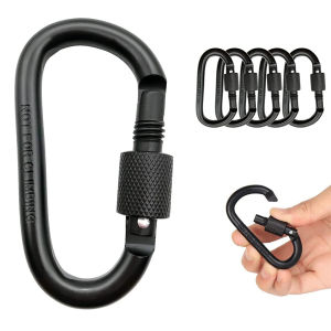 5Pc Keychain Heavy Duty D-Shaped Aluminum Alloy Backpack Buckle With Lock Keychain Backpack Clip Hook for Camping Hiking Connect Tents&Ropes(Only Fix Items Not for Rock Climbing)