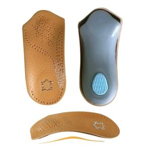 PVD 1Pair Leather Orthotic Insoles Flat Feet High Arch Support Orthopedic Shoes Sole Fit In O/X Leg Corrected Insert