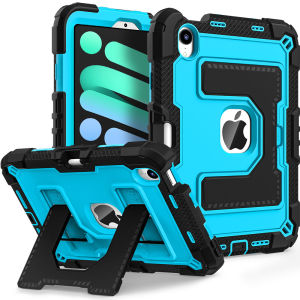 เคสสำหรับ iPad Mini 7 (A17 Pro) 2024ขาตั้งในตัวและดินสอ Hoder [รองรับการชาร์จดินสอ] เคสสำหรับไอแพดป้องกันกันกระแทกแข็งแกร่ง3ชั้น iPad Mini รุ่น7th/รุ่นมินิ6th 8.3นิ้ว