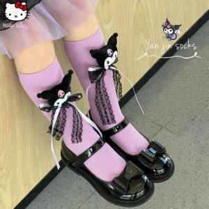 Christmas gifts Halloween Sanrio Princess Girls Socks Kuromi New Spring and Autumn Kawaii Fashion Lolita Christmas Socks Childrens Cartoon Cotton Socks