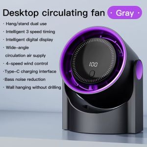 XIAOMl Desktop Wall-mounted Fan 360 Air Supply Portable fan USB Rechargeable Digital Display 100 Gear High-speed Turbo Small Fan Silent LED Digital Display Office Fan Timerable