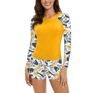 Women Tankini Plus Size Two Pieces Swimwear Quick Dry Bathing Suit Women 2023 Rush Guard Long Sleeve For Women Swim Top+ shorts