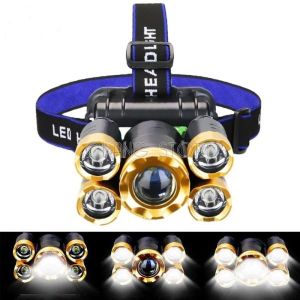 Đèn đội đầu 5 Bóng (2 Bóng Vuông/ Tròn) Dùng Pin Sạc/ Đèn đội đầu 5W 3 Modes T998/ XY-8066