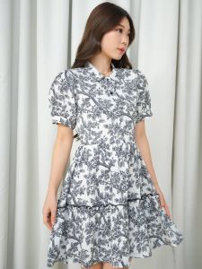 Kiyorawears - Clarice Flowy Dress / Dress Casual Wanita / Dress Motif Bunga Premium / Korean Style