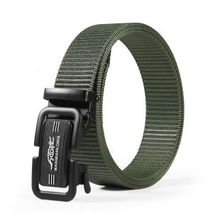 Mens Canvas Woven Belt Toothless Nylon Automatic Buckle Belt Mens Belt Fast Dry Casual Toothless Nylon Belt Iron Automatic Buckle Breathable Belt