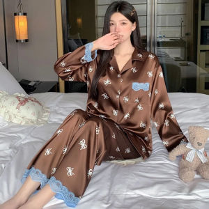Harajuku Style Long Pajamas Set Cartoon Print Kawaii Autumn Winter New Sleepwear Pajamas Set Fashion Casual Womens Loungewear