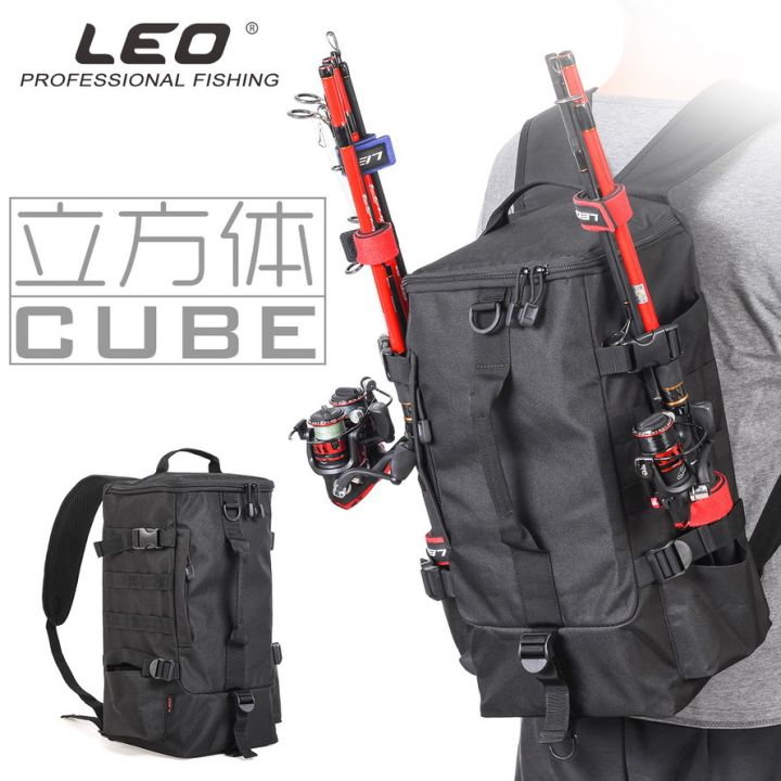 LEO Cube Fishing Tackle Backpack 22*18*44cm Fishing Rod Lure Bag Outdoor  Large Capacity Multifunction Waterproof Fishing Bag 28119