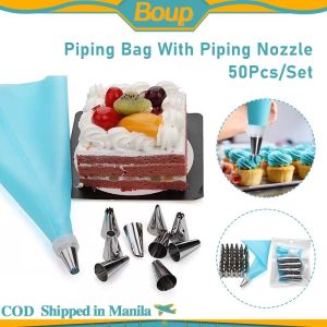 50 Pcs/Set Piping Bag With Piping Nozzle Reusable Piping Bag And Tip Set