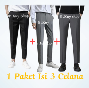 1PROMO HEMAT!! 1 PAKET ISI 3 CELANA/Celana Ankle Pants Celana Casual Celana Formal Celana Bahan Kerja Kantor Celana Panjang Pria Chino Chinos Fashion Pria Korean Style