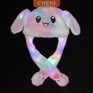 [COD] CHENJ หมวกมีไฟสำหรับผู้หญิงหมวกหูกระต่ายน่ารักมีหูผ้ากำมะหยี่