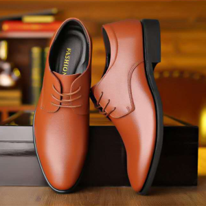 Brand WHITBY（3 Days Delivery）COD Mens Formal Casual Lace up Shoes Leather Shoes Men Business Lace-up PU