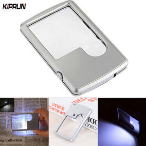 KIPRUN Card Type Magnifiers with LED Light Portable Jewelry Loupe Reading Magnifying Glass Lens Illuminated Pocket Magnifier