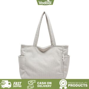 [VSC] Women Corduroy Soft Underarm Bag Large Capacity Leisure Shoulder Bag Versatile Tote Handbag Travel Shopping Work Handbag