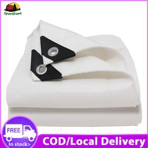 Weatherproof Poly Tarp Cover with Metal Grommets White Multipurpose Protective Tarpaulin Cover for Swimming Pools Boats Camping Courtyards