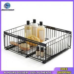 Winnereco Kitchen Cupboard Storage Basket with Sliding Function and Easy Clean Surface