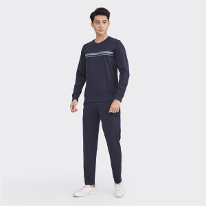 Bộ nỉ cotton suông gấu quần Aristino ALH001W2 chất liệu cotton