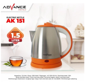 Advance Teko Listrik Stainless Steel AK-151 kapasitas 15 liter daya 500 Watt Cepat Panas || Garansi Resmi Advance 1 Tahun