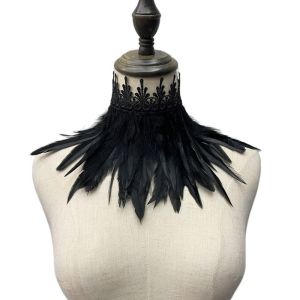 COUPLECOL Sang trọng Tự nhiên Punk Biểu diễn sân khấu Đạo cụ cosplay Vòng cổ lông vũ Vòng cổ Quấn cổ Cổ áo ren