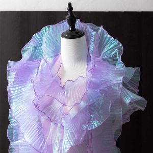 OKKFINE 1 Yard Pleated Lace Ribbon Mermaid Color 12cm Wide Clothing Supply Handicraft DIY Sewing Material