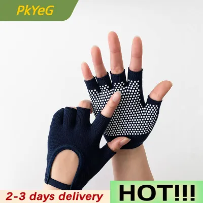 PkYeG Women Anti-slip Yoga Gloves Cotton Fitness Half Finger Gloves Breathable Outdoor Cycling Bicycle Pilates Fishing Gloves