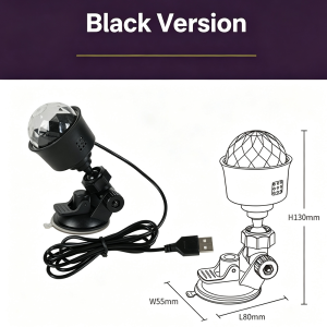 1 PC USB Powered Rotating Disco Ball Projection Light Suction Cup Mount Multi‑Color Changing LED Stage Atmosphere Lamp