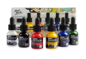Mont Marte Premium Acrylic Ink Set 6/12pc x 20ml/ fluro 6x20ml