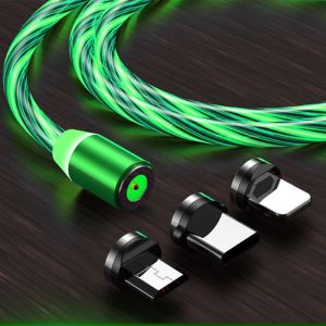 Kabel Data / Charger Magnetik Glow In The Dark dengan Lampu LED untuk Samsung / Huawei / Xiaomi / Oppo / Vivo