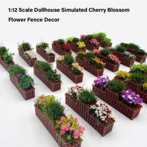 OUREAL 10 Colors Dollhouse Simulated Flowers Lifelike 1:12 Scale Cherry Blossom Flowers Miniature Potted Plants Toys Doll House Decor