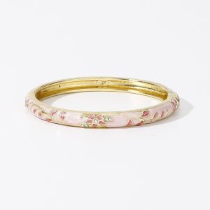 LOUISIS Colorful Vintage Cloisonne Bangle Traditional Enamel Flower Bangle Vintage Classic Womens Hand Bracelet Ladies