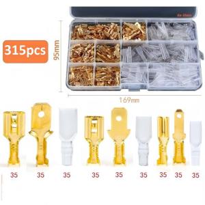 315/450/1000Pcs Mixed Crimp Terminals Kit 2.8mm 4.8mm 6.3mm Insulated Male Female Spade Wire Connectors Anti-oxidation Electrical Cable Crimp Connector Assortment for Auto Wiring Household Circuit and Electronic Equipment Connection