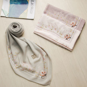 Mimamim Hijab - Embossed Rasya Jilbab Segiempat Syari Motif 130 x 130 Printing Scarf Voal Ultrafine Lasercut With Box