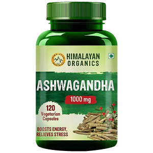 Himalayan Organics Premium Ashwagandha 1000mg - 120 Capsules | Ayurvedic Energy & Stress Relief Supplement