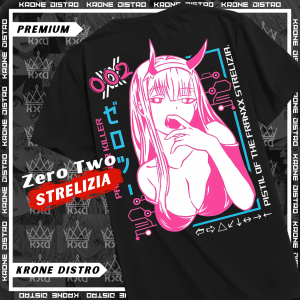 KRONE Kaos Anime ZERO TWO Katun Premium 24s - Tshirt Distro Darling In The Franxx Oversize Dewasa