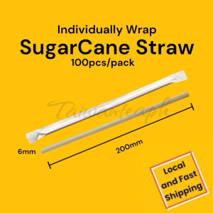Sugar Cane Straw Coffee Ground Straw Individually Wrap 6mm thin straw coffee straw biodegradable