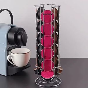 CHENJIE Metal Coffee Capsule Stand Plating Hollow Structure Capsule Display Rack Minimalist Storage Shelves Coffee Pod Holder Capsule Organizer