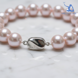 Premium S925 Sterling Silver 10MM Shell Pearl Bracelet | Elegant Purple & Pink High Luster Round Pearls | Luxury Gift for Her | High-End Jewelry for Weddings & Parties