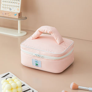 Cute Mikko Pink Cosmetic Bag Large Capacity Cartoon Yellow Printing Storage Bag Pu Leather Portable Handheld Pouch