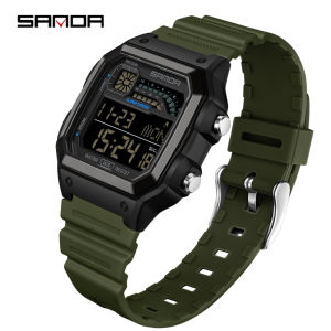 SANDA thanh thiếu niên Đồng hồ học sinh đồng hồ thể thao Quà tặng Trung tính cặp vợ chồng thiết lập ban đầu Đồng hồ kỹ thuật số đồng hồ vuông 2 múi giờ đồng hồ bấm giờ lịch đếm ngược 5ATM không thấm nước dạ quang báo thức giấc ngủ đồng hồ học sinh