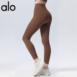 ALO- European and American Peach Hip Yoga Pants for Women High Waist Hip-lifting Tight Nine-point Pants Breathable Cloud-feel Fitness Running Sports Pants  Al0-yoga
