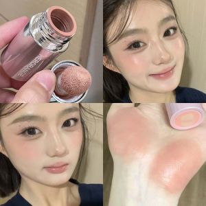 【Grilrigrin】5Color Silver Tube Liquid Blush Stick Sponge Head Milk Pink Natural Blend Shadow Lips Cheek Brighten Matte Contour Blusher Rouge Makeup ﻿
