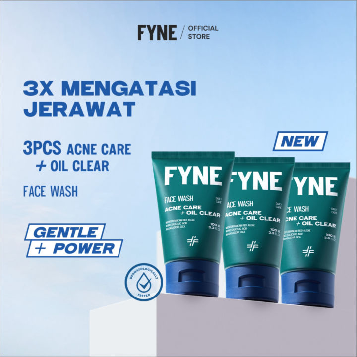 [TRIPLE PACK] FYNE Face Wash Pria Acne Care + Oil Clear 100ml