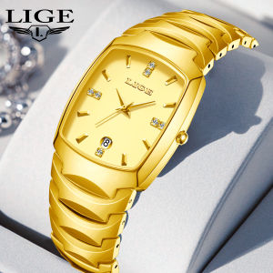 LIGE Fashion Watch Women Ceramic Strap Calendar Watch Waterproof Quartz Watch for Couples + Box