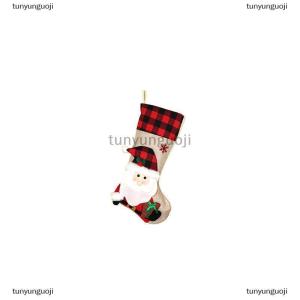 [COD] tunyunguoji Giáng sinh vớ giáng sinh thả Hươu Santa Snowman vải bố kẻ sọc Xmas thả kỳ nghỉ giáng sinh trang trí cho gia đình