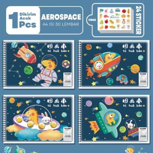 Estation -  Sketchbook A4 Buku Gambar Anak Astronot Jilid Spiral Kertas Tebal 30 Lembar