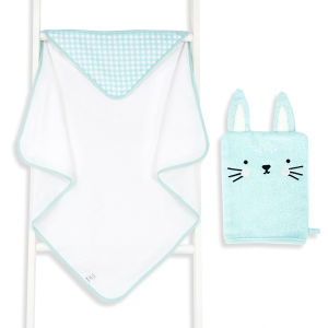 Baby Hooded Bath Towel With Bath Glove for Kid 100% Cotton Strong Water Absorption Cute Cartoon Washcloth for Boy Girl Bath Robe