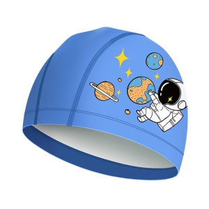 Kids Swim Caps for Long Hair PU Fabric Swimming for Girls Boys Kids Teens Curly Hair Braids Waterproof Cartoon Swim Hat