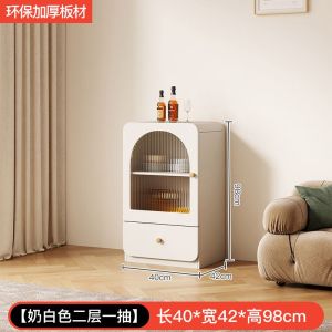 Wooden Storage Cabinet with Double Doors Glass Decorative Elements and Practical Drawers for Versatile Storage in Living Room